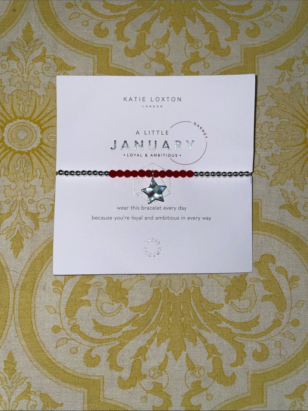 Katie Loxton 'A Little January' Star Bracelet in Garnet Red and Silver